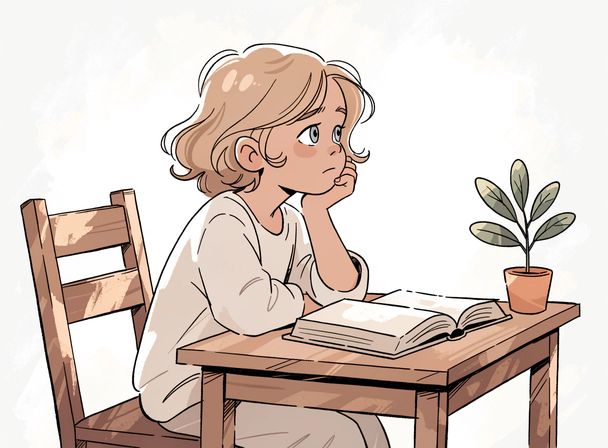 Ребенок не запоминает прочитанное, сидит с книгой и смотрит в сторону.